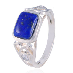 Aria Blue Solitaire Gemstone Ring with Silver Band