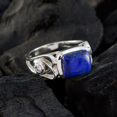 Aria Blue Solitaire Gemstone Ring with Silver Band