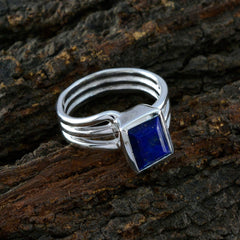 Yasmine Blue Solitaire Gemstone Ring in Silver