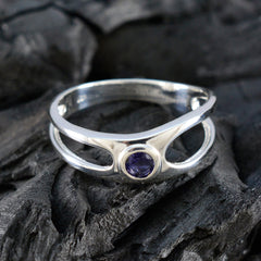 Dewi Blue Solitaire Gemstone Ring in Sterling Silver