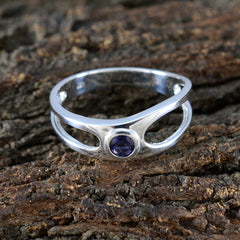 Dewi Blue Solitaire Gemstone Ring in Sterling Silver