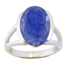 Riley Blue Solitaire Gemstone Ring in Sterling Silver Indian Blue Sapphire Blue