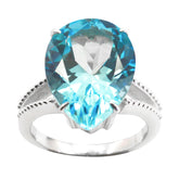 Paula blue solitaire gemstone ring with pear-shaped blue stone and silver band