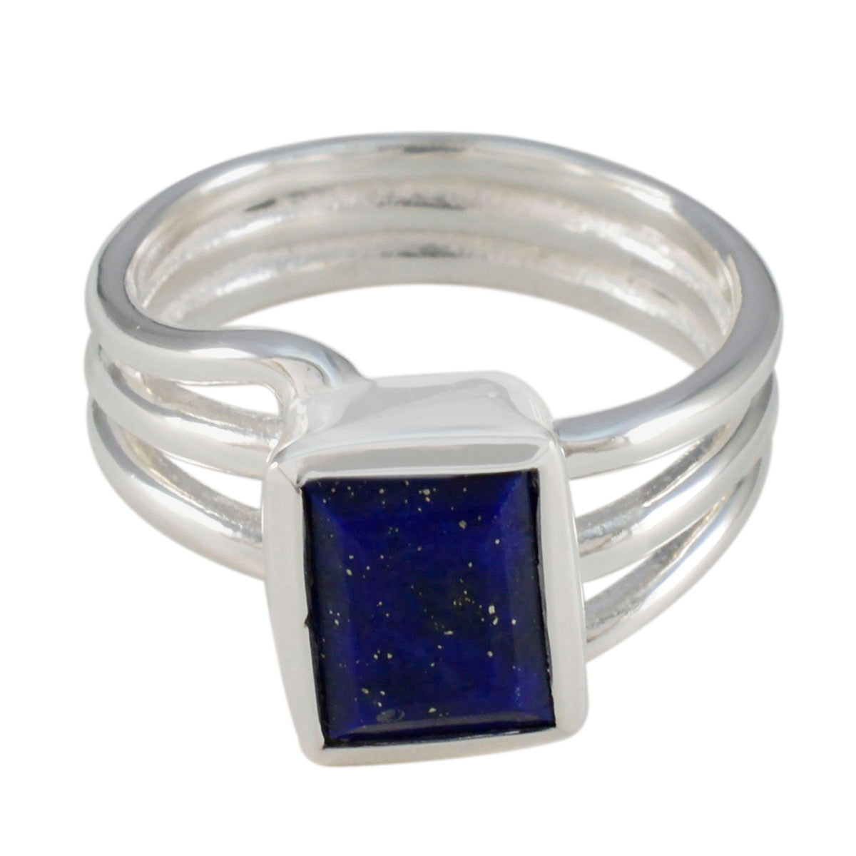 Yasmine Blue Solitaire Gemstone Ring in Silver Lapis Lazuli Blue