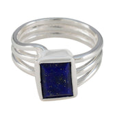 Yasmine Blue Solitaire Gemstone Ring in Silver Lapis Lazuli Blue