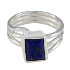 Yasmine Blue Solitaire Gemstone Ring in Silver Lapis Lazuli Blue