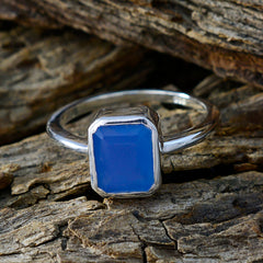 Anna Blue Solitaire Gemstone Ring in Sterling Silver