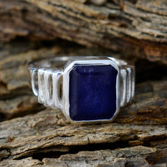 Gabriela Blue Solitaire Gemstone Ring in Silver