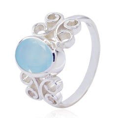 Katarina Blue Solitaire Gemstone Ring with Silver Design