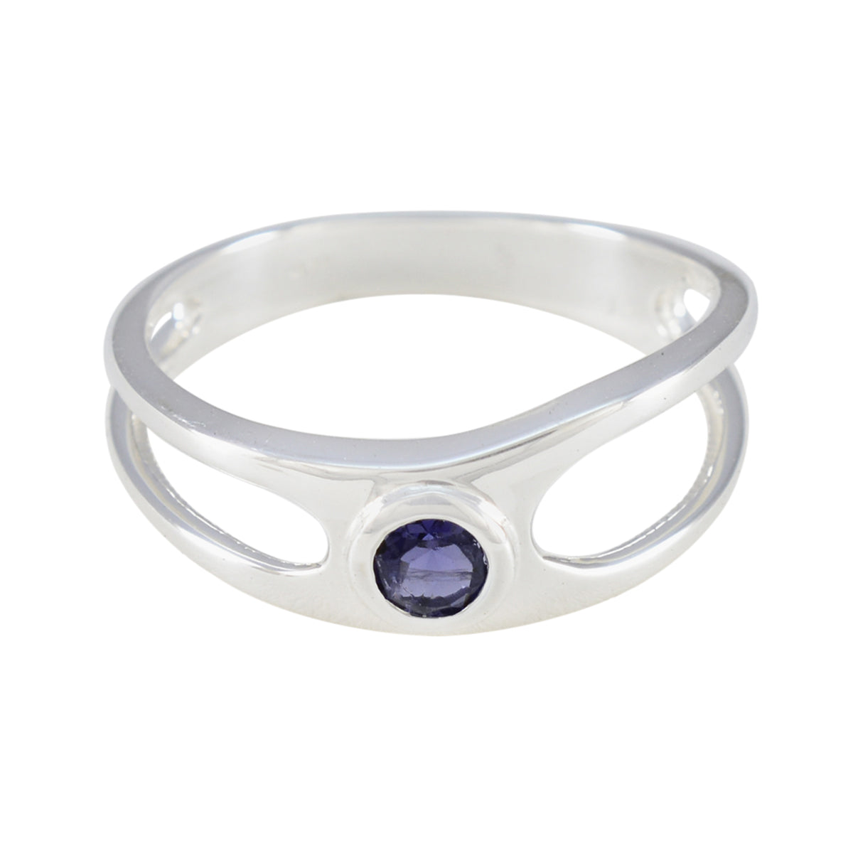 Dewi Blue Solitaire Gemstone Ring in Sterling Silver Iolite Blue
