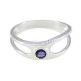 Dewi Blue Solitaire Gemstone Ring in Sterling Silver Iolite Blue