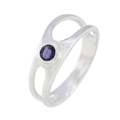 Dewi Blue Solitaire Gemstone Ring in Sterling Silver