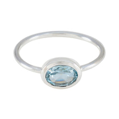 Hannah Blue Solitaire Gemstone Ring in Sterling Silver Blue Topaz Blue