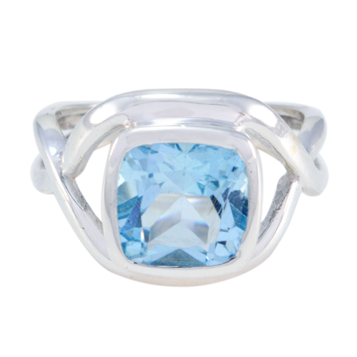 Renata Blue Solitaire Gemstone Ring in Silver Blue Topaz Blue