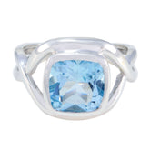 Renata Blue Solitaire Gemstone Ring in Silver Blue Topaz Blue