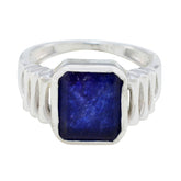 Gabriela Blue Solitaire Gemstone Ring in Silver Indian Blue Sapphire Blue