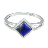Emi Blue Solitaire Gemstone Ring in Sterling Silver Lapis Lazuli Blue