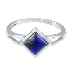 Emi Blue Solitaire Gemstone Ring in Sterling Silver Lapis Lazuli Blue