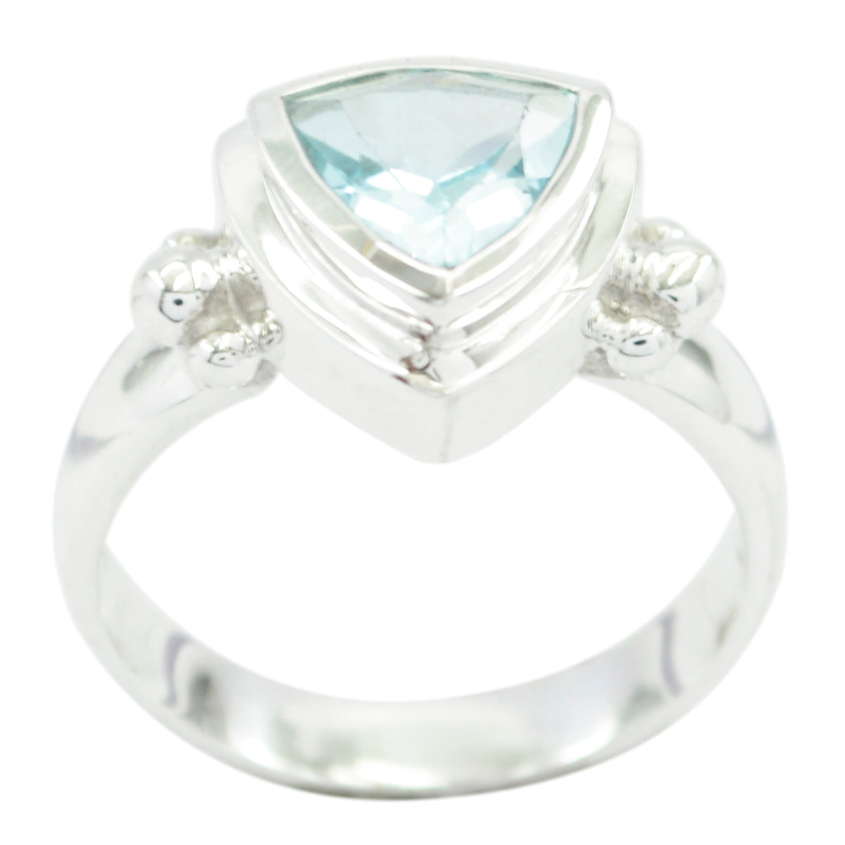 Riya Blue Solitaire Gemstone Ring in Sterling Silver Blue Topaz Blue