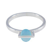 Eun-ji Graceful Blue Solitaire Ring Blue Chalcedony Blue