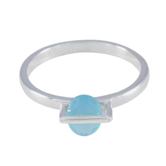 Eun-ji Graceful Blue Solitaire Ring Blue Chalcedony Blue