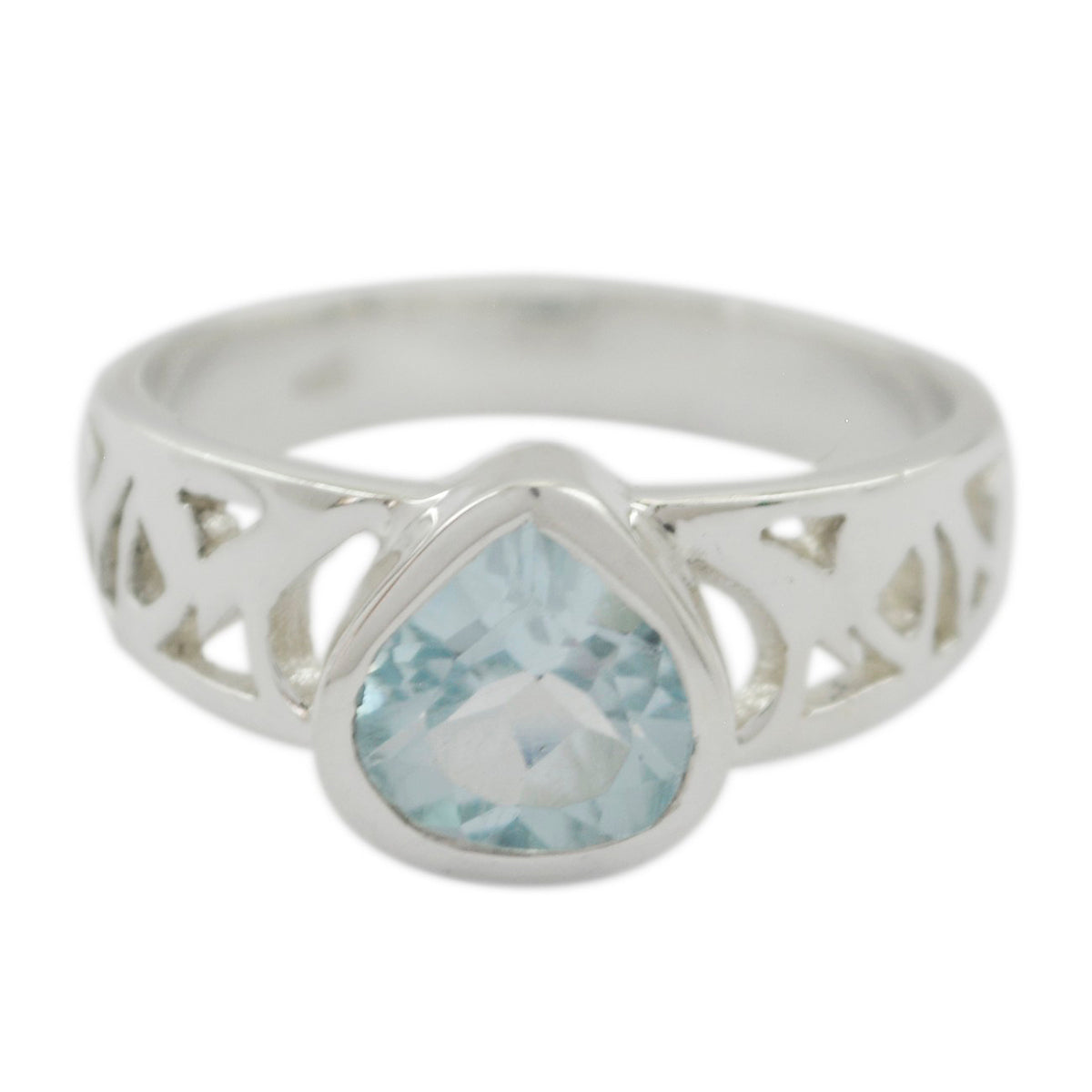 Mia Blue Solitaire Ring with Elegant Silver Band Blue Topaz Blue
