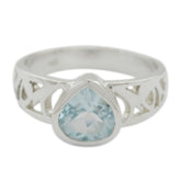 Mia Blue Solitaire Ring with Elegant Silver Band Blue Topaz Blue