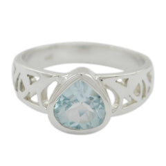 Mia Blue Solitaire Ring with Elegant Silver Band Blue Topaz Blue