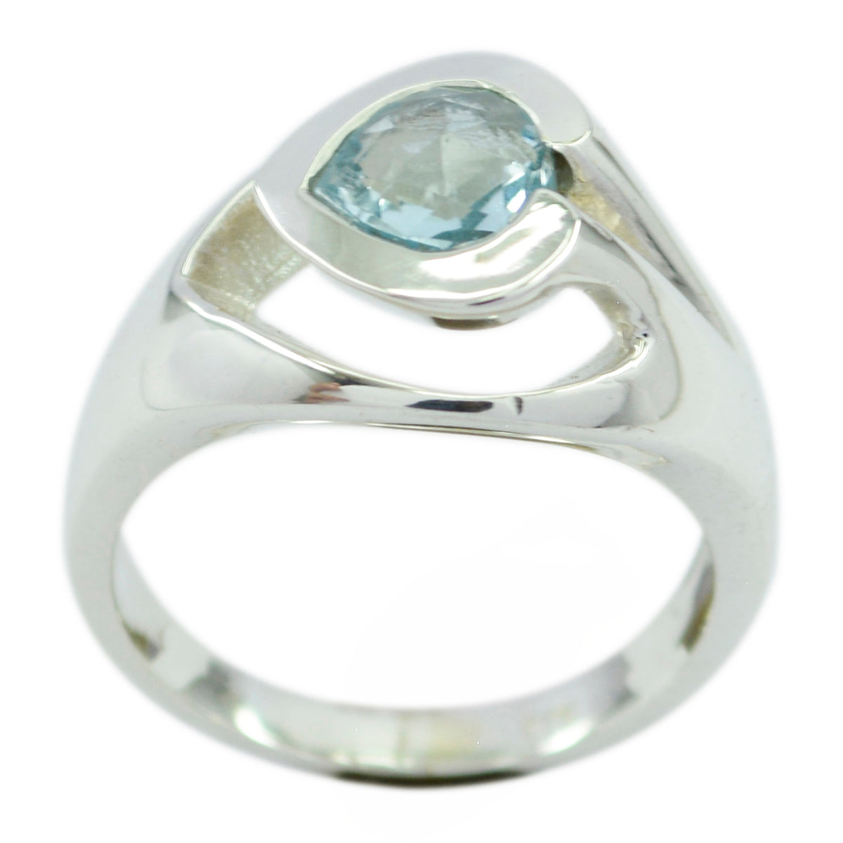 Nayara Blue Solitaire Ring with Elegant Teardrop Gem Blue Topaz Blue