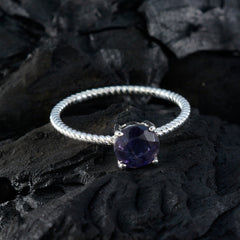Ling Blue Solitaire Ring with Twisted Band Silver