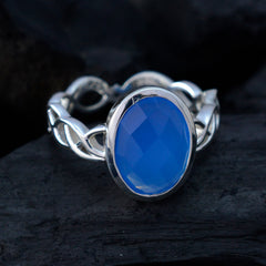 Nisa Contemporary Blue Solitaire Ring