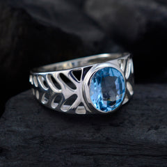 Natcha Rope-Wire Blue Solitaire Ring