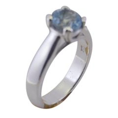 Eliza Blue Solitaire Ring Elegant Silver Gemstone