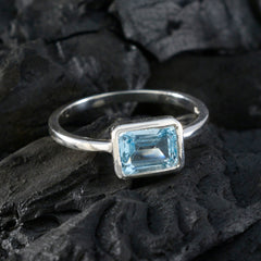 Rina Blue Solitaire Ring for Women with Emerald Cut Gem