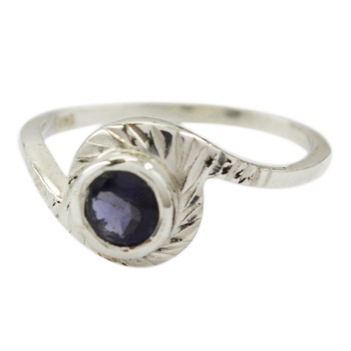 Jiwoo Blue Solitaire Ring for Women in Sterling Silver Iolite Blue