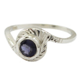 Jiwoo Blue Solitaire Ring for Women in Sterling Silver Iolite Blue