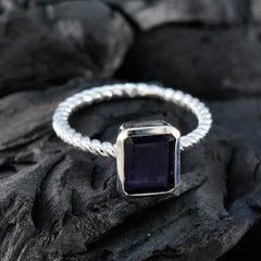 Agnes Blue Solitaire Ring for Women with Silver Band