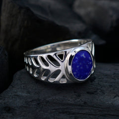 Bruna Blue Solitaire Ring for Women in Sterling Silver