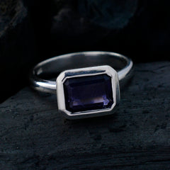 Agustina Blue Solitaire Ring for Women Silver Band