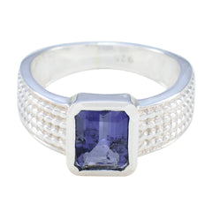 Constanza Blue Solitaire Ring for Women in Sterling Silver Iolite Blue