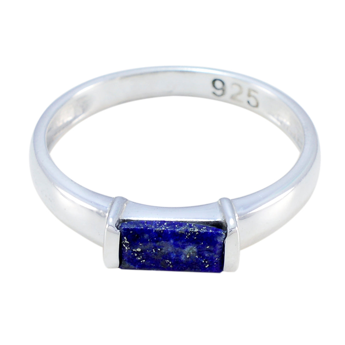 Soo-jin Blue Solitaire Ring for Women in Sterling Silver Lapis Lazuli Blue