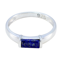 Soo-jin Blue Solitaire Ring for Women in Sterling Silver Lapis Lazuli Blue