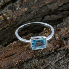 Rina Blue Solitaire Ring for Women with Emerald Cut Gem