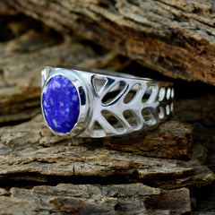 Bruna Blue Solitaire Ring for Women in Sterling Silver