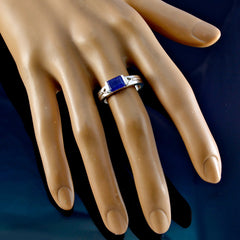 Ananya Blue Solitaire Ring for Women with Silver Band