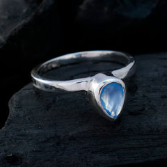 Xiu Blue Solitaire Ring for Women in Sterling Silver