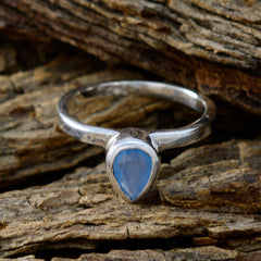 Xiu Blue Solitaire Ring for Women in Sterling Silver