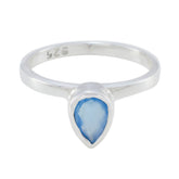 Xiu Blue Solitaire Ring for Women in Sterling Silver Blue Chalcedony Blue