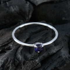 Natcha Blue Solitaire Ring for Women Sterling Silver