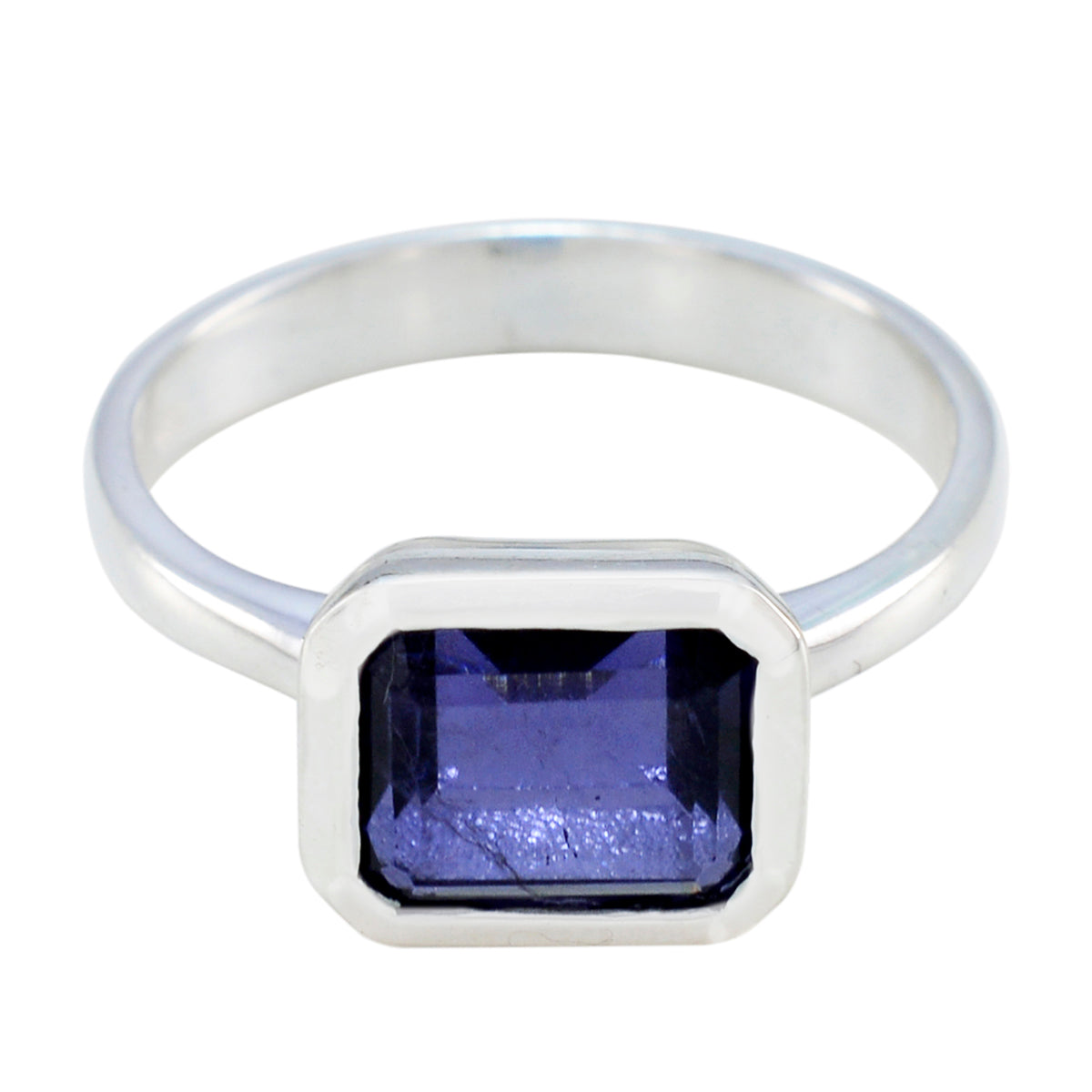 Agustina Blue Solitaire Ring for Women Silver Band Iolite Blue